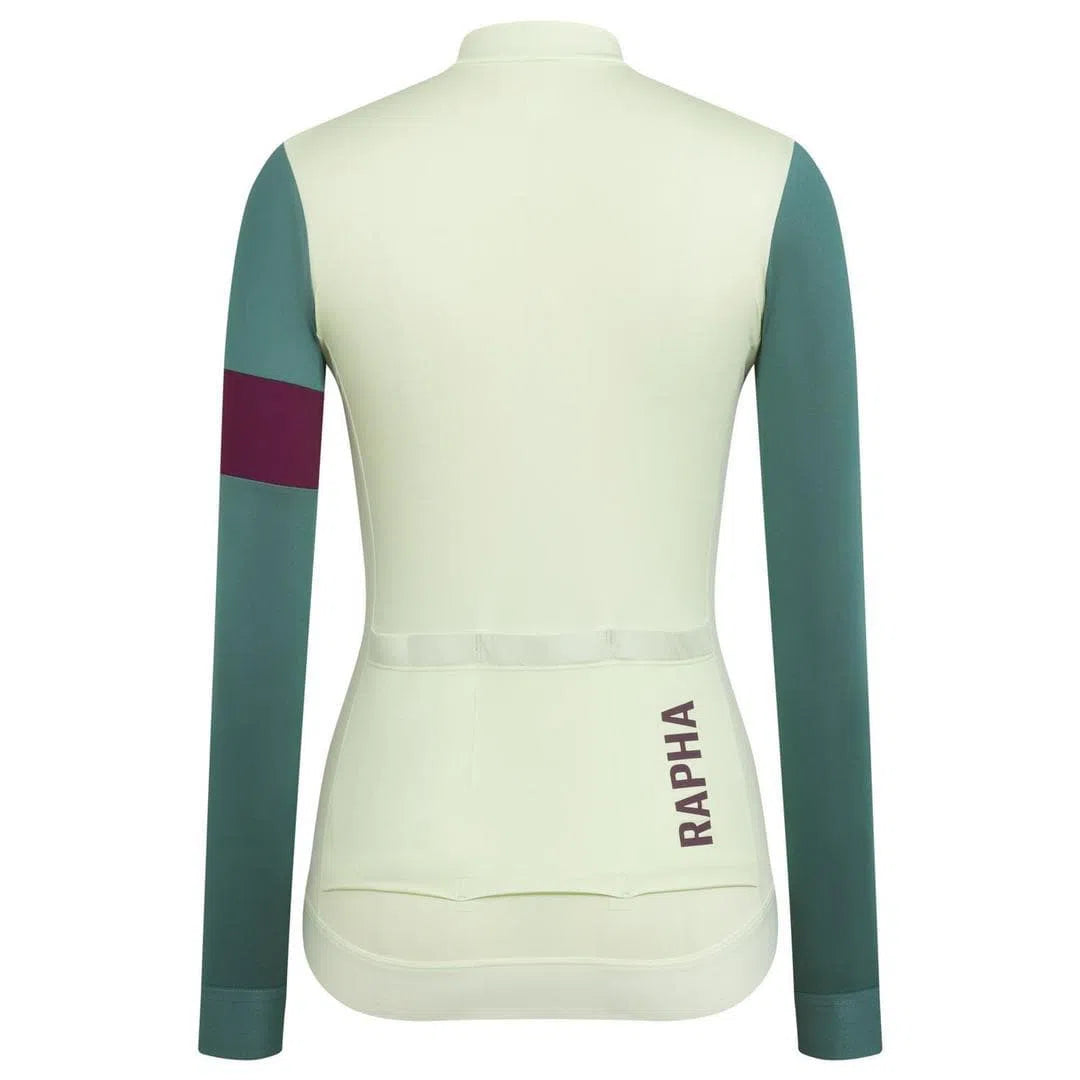 RAPHA Pro Team Training Long Sleeve Women Jersey AW2023 - LCP Light Green/Grey Blue-Velodrom