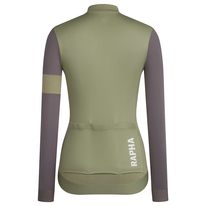 RAPHA Pro Team Training Long Sleeve Women Jersey AW2023 - OGK Olive Green/Mushroom-Velodrom