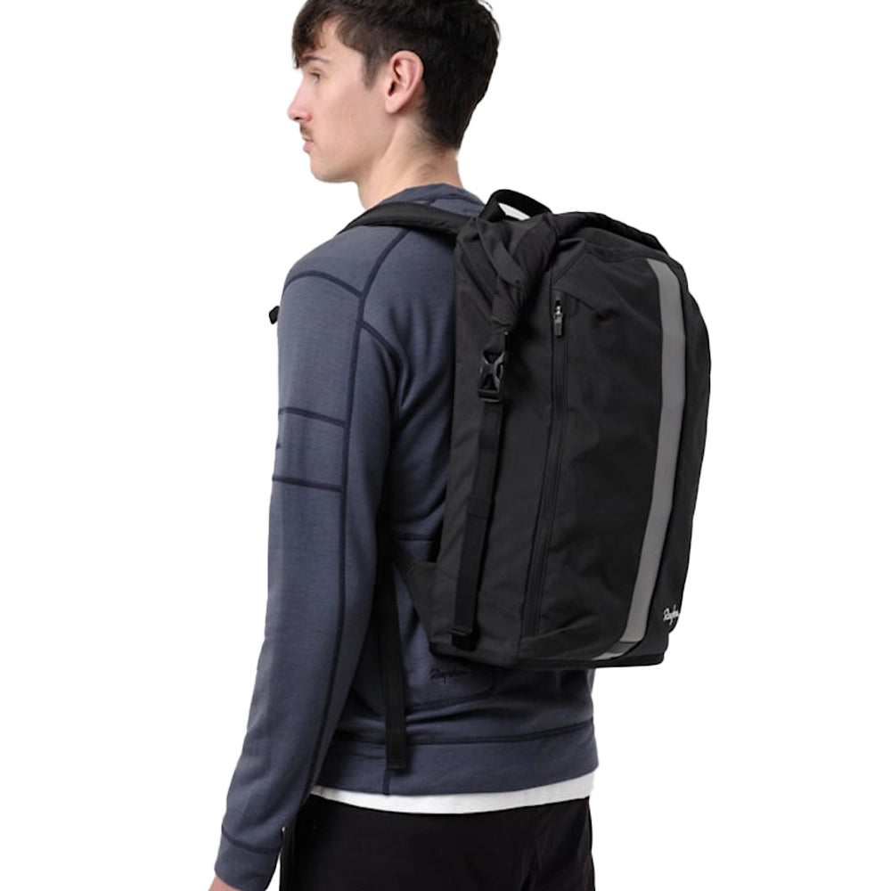 RAPHA Roll Top Backpack 20L - Black/Black-Velodrom