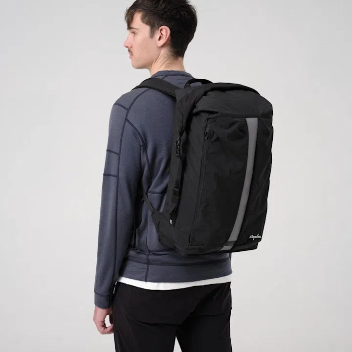 RAPHA Roll Top Backpack 30L - Black/Black-Velodrom