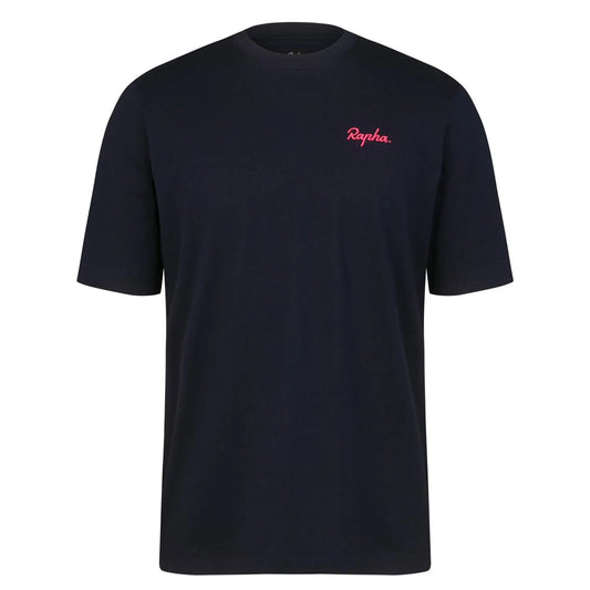 RAPHA Small Logo Tshirt AW2023 - DNP Dark Navy/High-Vis Pink-Velodrom