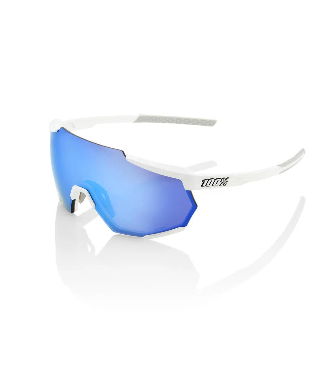 RIDE 100% Eyewear Racetrap - Matte White HiPER Blue Multilayer Mirror Lens-Eyewear-96295814