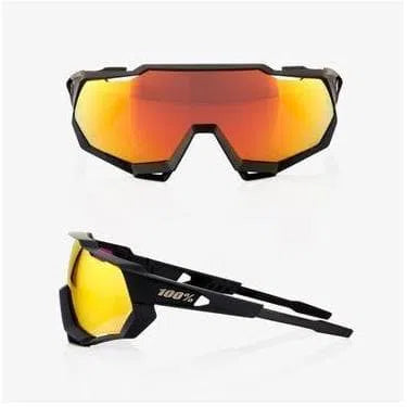 RIDE 100% Eyewear Speedcraft Soft Tact Black Hiper Red Multilayer Mirror Lens Default 100% 