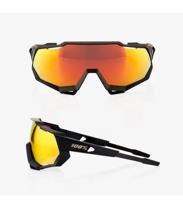 RIDE 100% Eyewear Speedcraft - Soft Tact Black Hiper Red Multilayer Mirror Lens-Eyewear-50157958