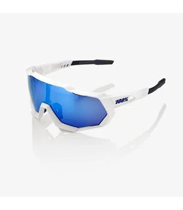 RIDE 100% Eyewear Speedtrap Matte White with - HiPER Blue Multilayer Mirror Lens-Eyewear-42129798