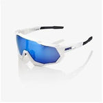 RIDE 100% Eyewear Speedtrap Matte White with HiPER Blue Multilayer Mirror Lens Default 100% 