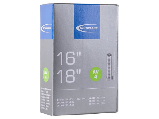 SCHWALBE AV4 Brompton Tube 16'' 18'' 40mm Schrader - Black-Spare Tubes-4026495100007