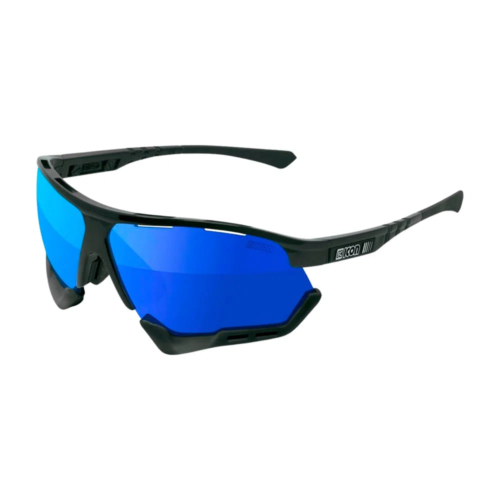 SCICON AEROCOMFORT XL BLACK Sunglasses - MULTIMIRROR BLUE LENSES