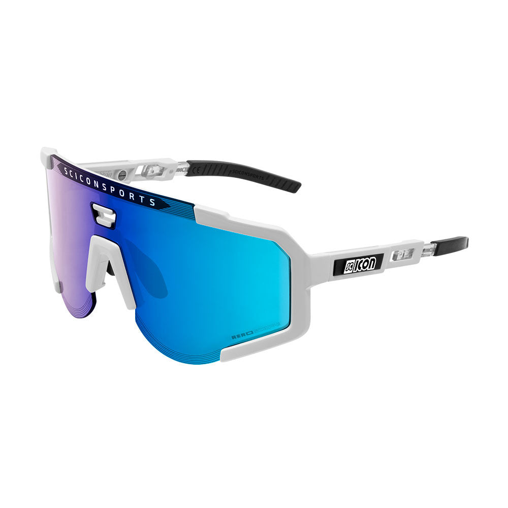 SCICON AEROSCOPE WHITE Sunglasses - MULTIMIRROR BLUE LENSES