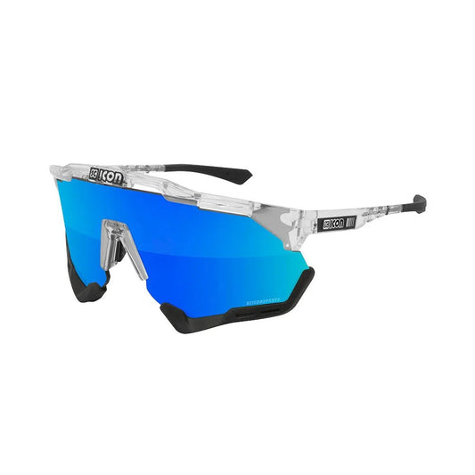 SCICON AEROSHADE XL CRYSTAL GLOSS Sunglasses - MULTIMIRROR BLUE LENSES