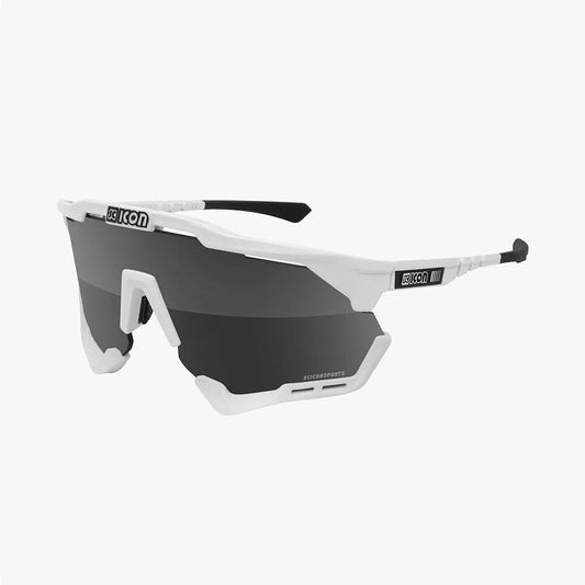 SCICON AEROSHADE XL WHITE GLOSS Sunglasses - MULTIMIRROR SILVER LENSES