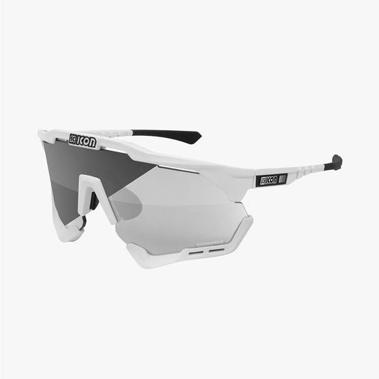 SCICON AEROSHADE XL WHITE GLOSS Sunglasses - PHOTOCHROMIC SILVER MIRROR LENS