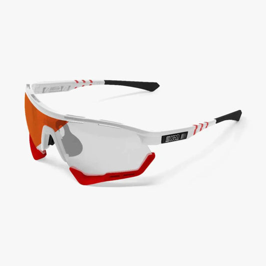 SCICON AEROTECH XL WHITE GLOSS Sunglasses - PHOTOCHROMIC RED LENS