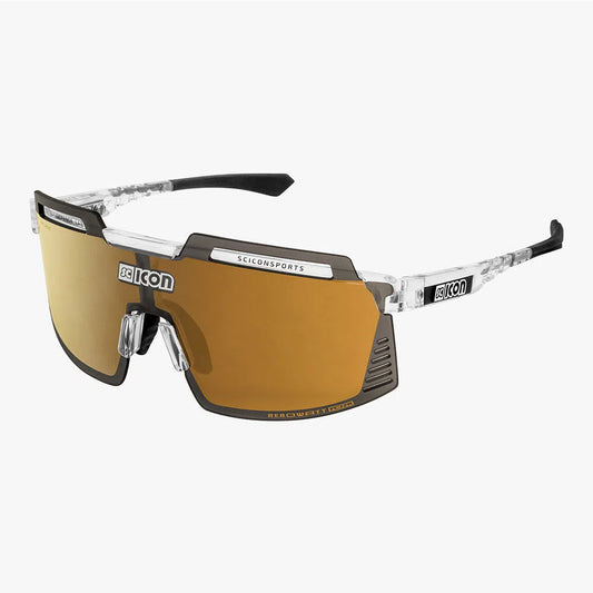 SCICON AEROWATT CRYSTAL BLACK GLOSS Sunglasses - MULTIMIRROR BRONZE LENSES