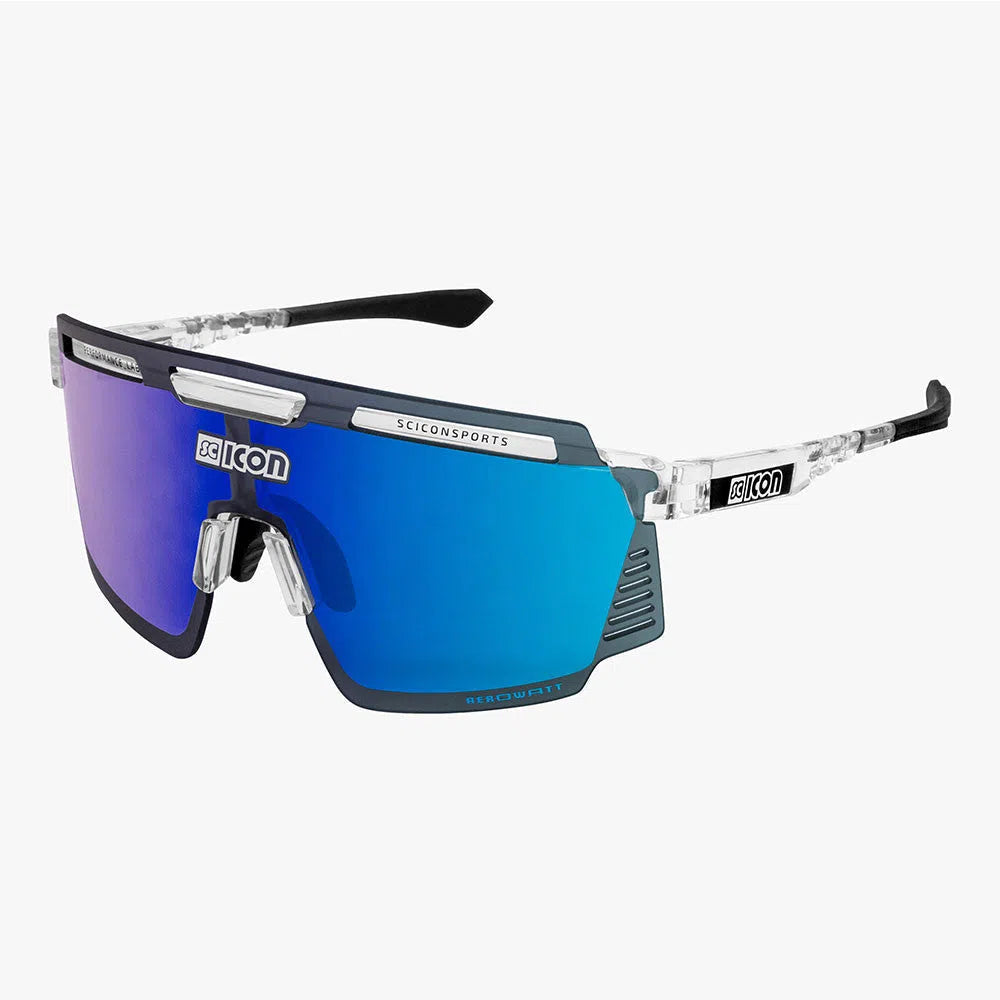 SCICON AEROWATT CRYSTAL GLOSS Sunglasses - MULTIMIRROR BLUE LENSES