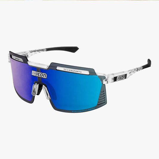 SCICON AEROWATT FOZA CRYSTAL GLOSS Sunglasses - MULTIMIRROR BLUE LENSES