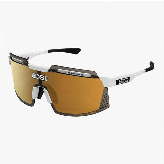 SCICON AEROWATT FOZA WHITE GLOSS Sunglasses - MULTIMIRROR BRONZE LENSES