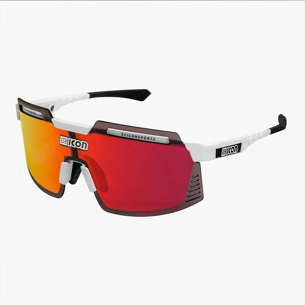 SCICON AEROWATT FOZA WHITE GLOSS Sunglasses - MULTIMIRROR RED LENSES