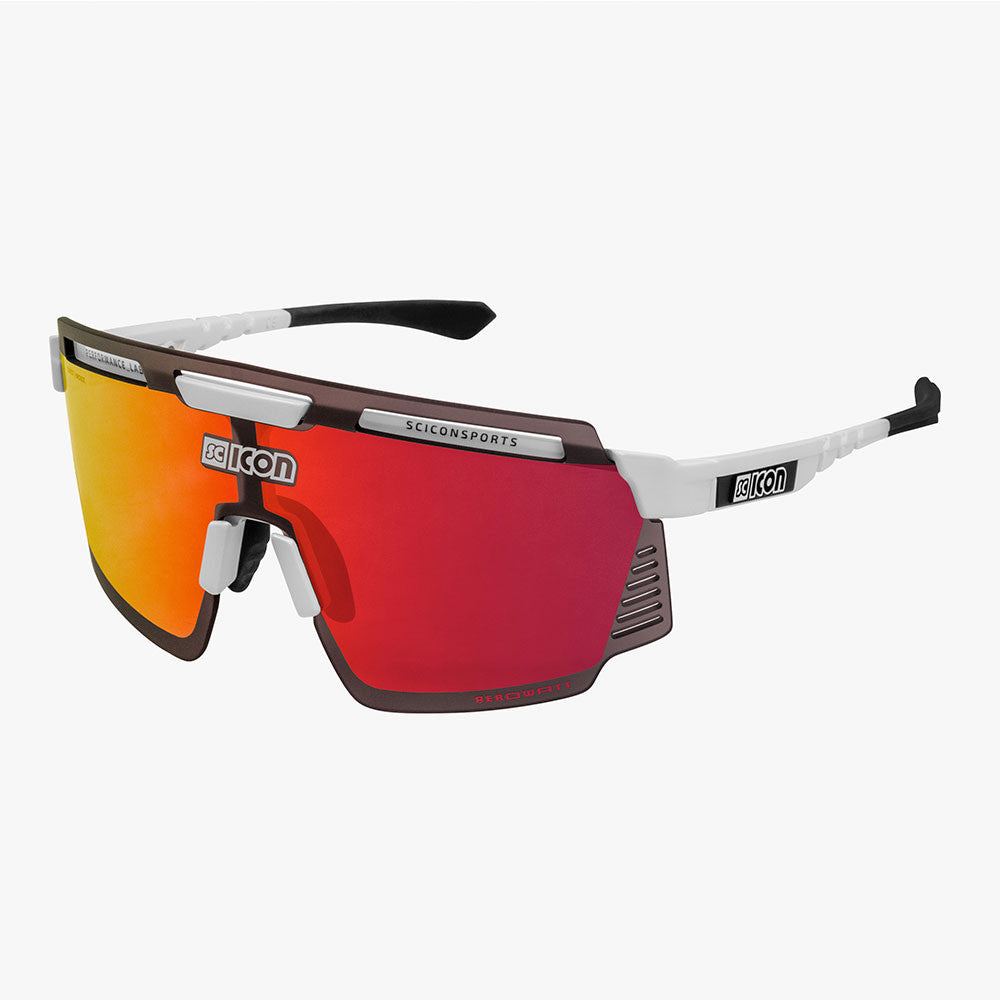 SCICON AEROWATT WHITE GLOSS Sunglasses - MULTIMIRROR RED LENSES