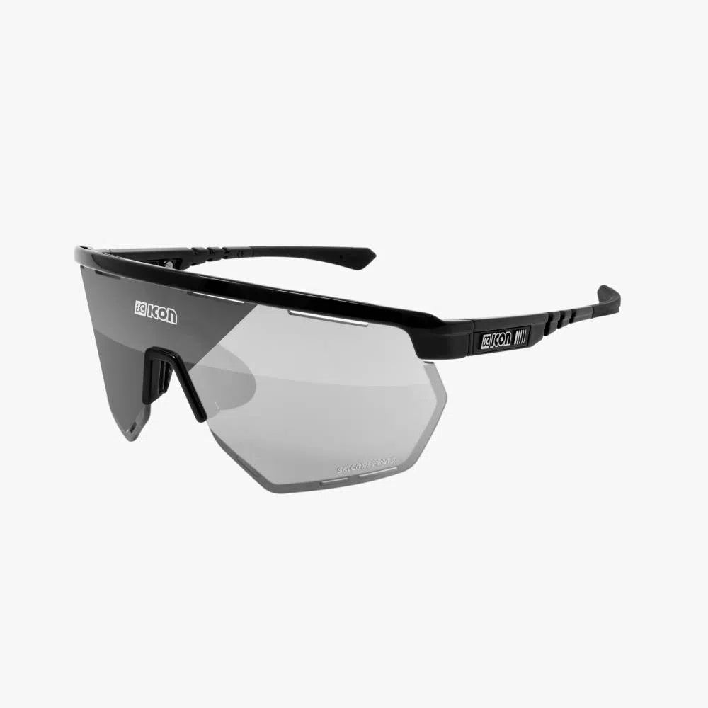 SCICON AEROWING BLACK GLOSS Sunglasses - PHOTOCHROMIC SILVER MIRROR LENS