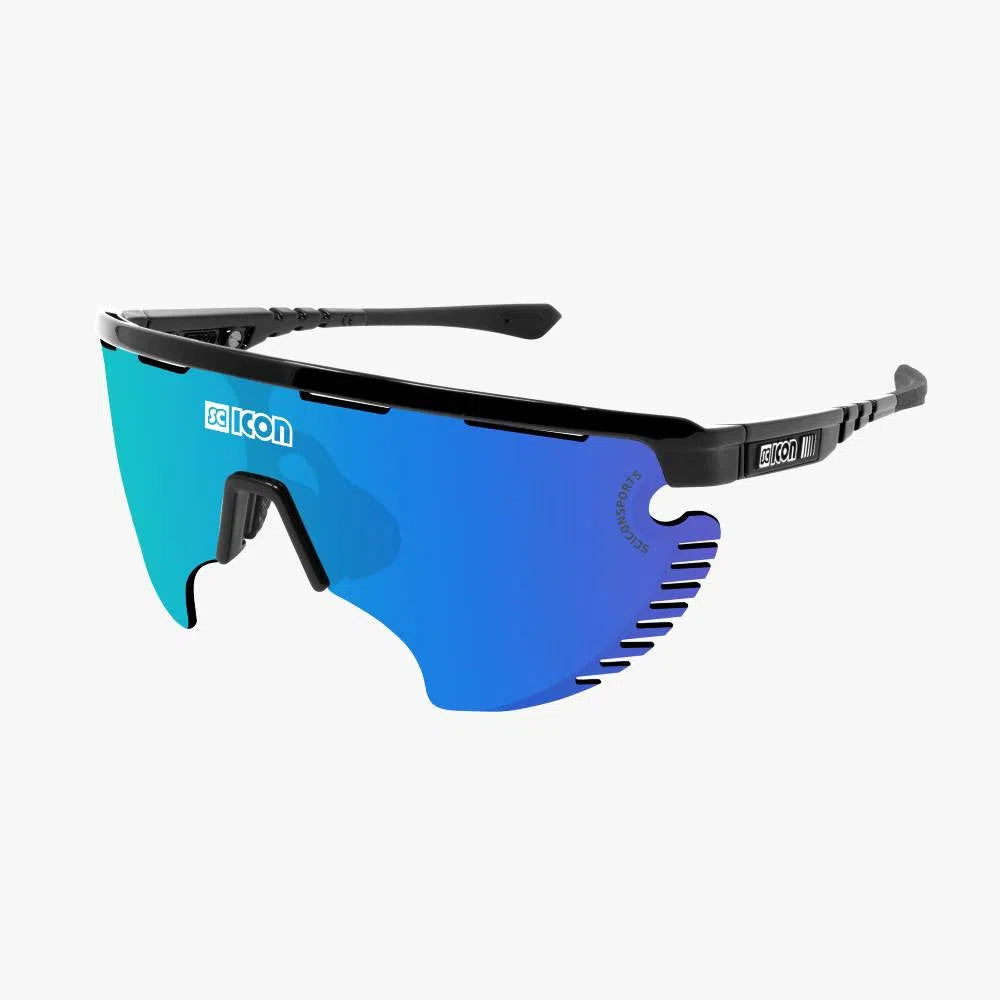 SCICON AEROWING LAMON BLACK GLOSS Sunglasses - MULTIMIRROR BLUE LENSES