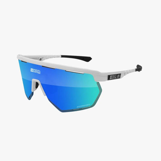 SCICON AEROWING WHITE GLOSS Sunglasses - MULTIMIRROR BLUE LENSES