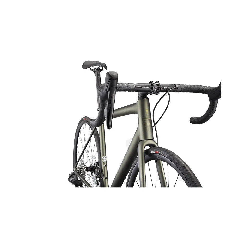 SPECIALIZED AETHOS Comp 2022 Rival eTap AXS Disc Complete Road Bike - Satin Metallic Moss/Gold/Carbon Fade-Complete Road Bikes-