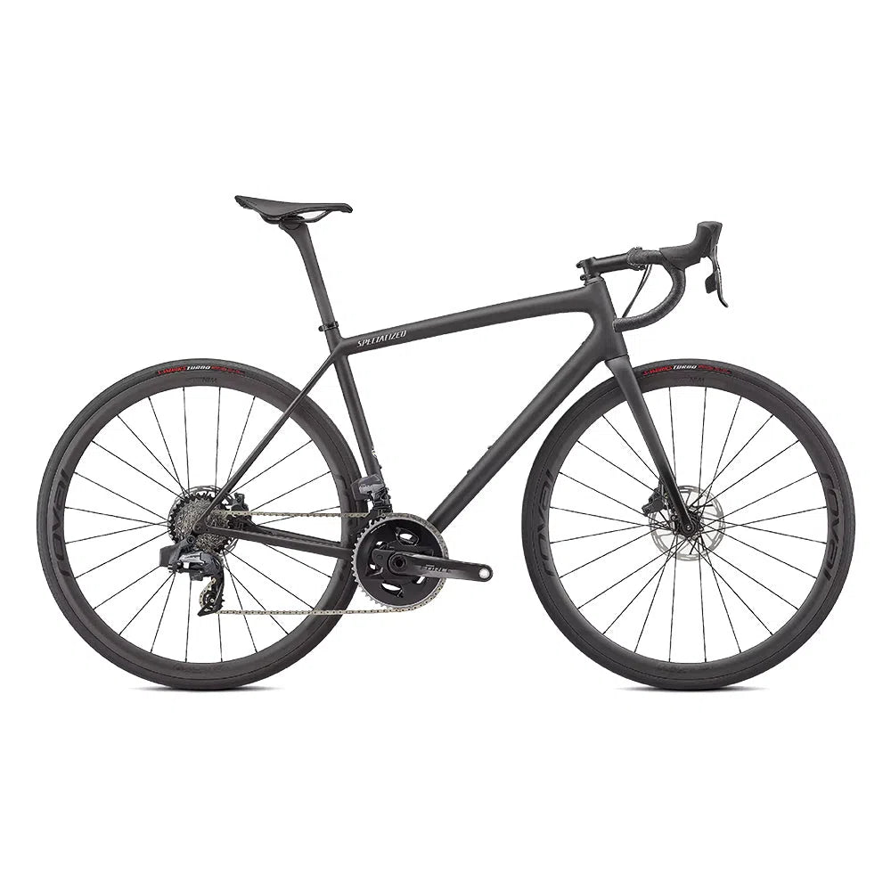 SPECIALIZED AETHOS PRO 2022 Sram Force AXS Disc Complete Road Bike - Carbon / Flake Silver / Gloss Black Fork Fade-Complete Road Bikes-