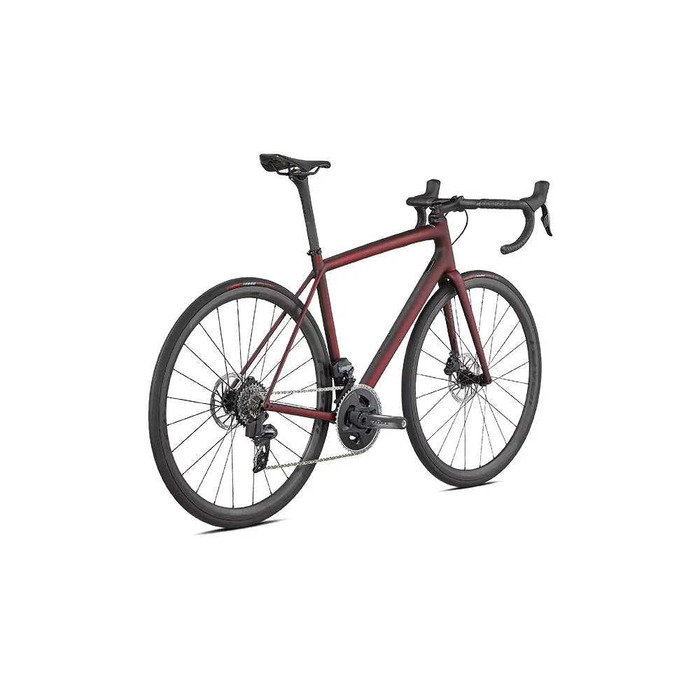 SPECIALIZED AETHOS PRO 2022 Sram Force AXS Disc Complete Road Bike - Maroon / Black Tint Edge Fade-Complete Road Bikes-