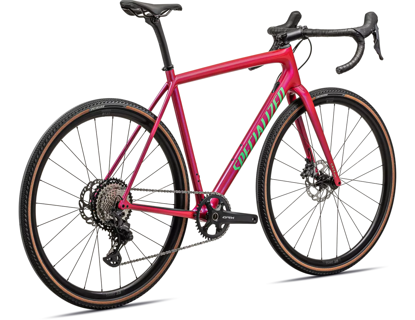 SPECIALIZED Crux Comp Complete Gravel Bike Shimano GRX - GLOSS VIVID PINK/ELECTRIC GREEN-Complete Gravel Bikes-