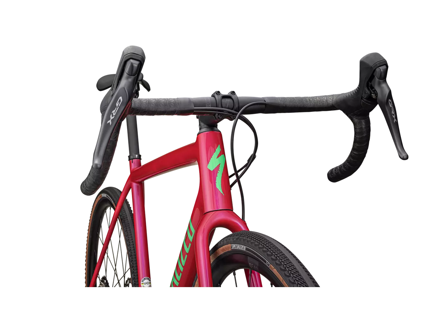 SPECIALIZED Crux Comp Complete Gravel Bike Shimano GRX - GLOSS VIVID PINK/ELECTRIC GREEN-Complete Gravel Bikes-