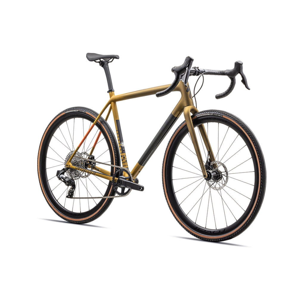 SPECIALIZED CRUX Expert Sram Rival AXS Complete Bike Gravel - SATIN HARVEST GOLD METALLIC/OAK GREEN-Complete Gravel Bikes-