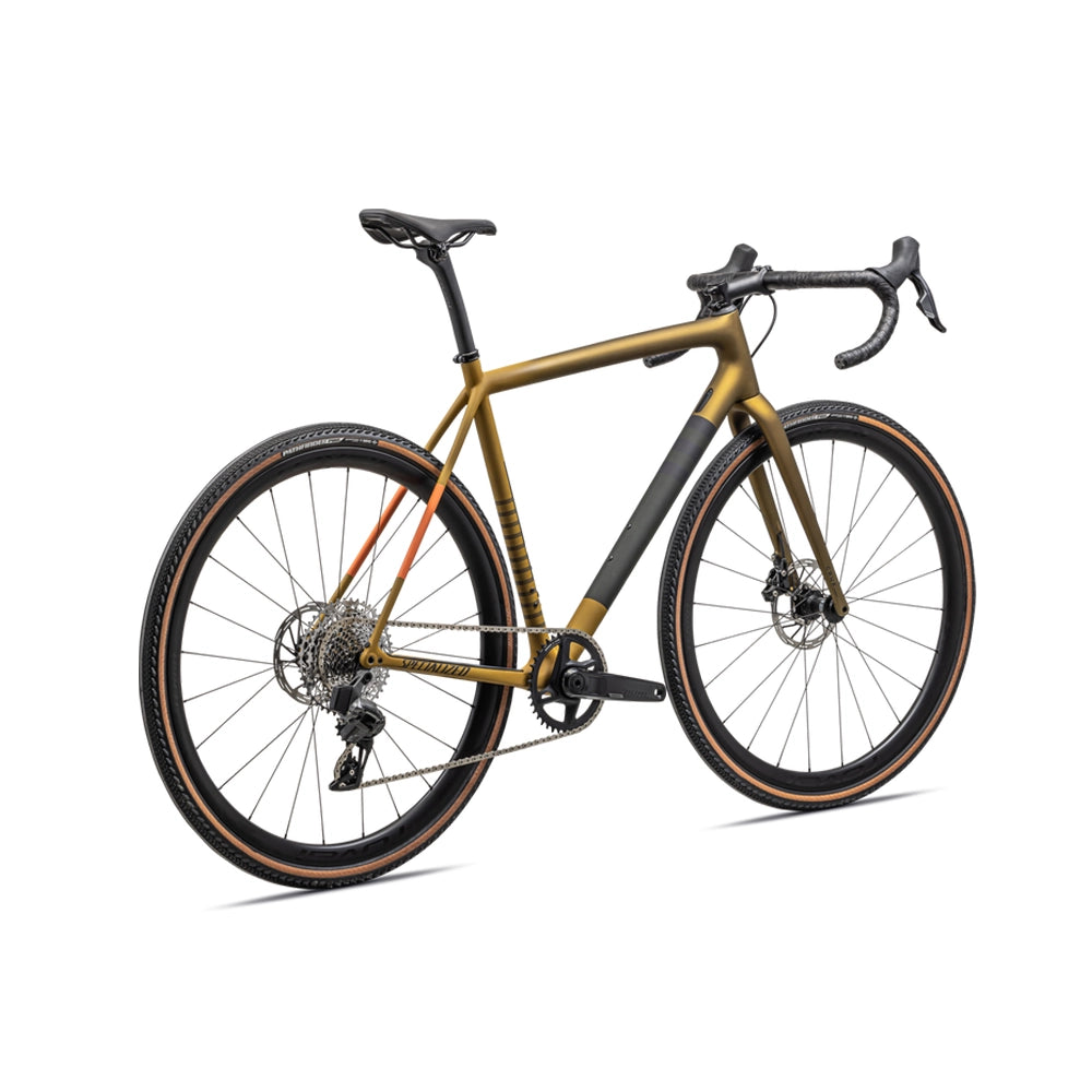 SPECIALIZED CRUX Expert Sram Rival AXS Complete Bike Gravel - SATIN HARVEST GOLD METALLIC/OAK GREEN-Complete Gravel Bikes-