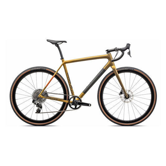 SPECIALIZED CRUX Expert Sram Rival AXS Complete Bike Gravel - SATIN HARVEST GOLD METALLIC/OAK GREEN-Complete Gravel Bikes-888818858293