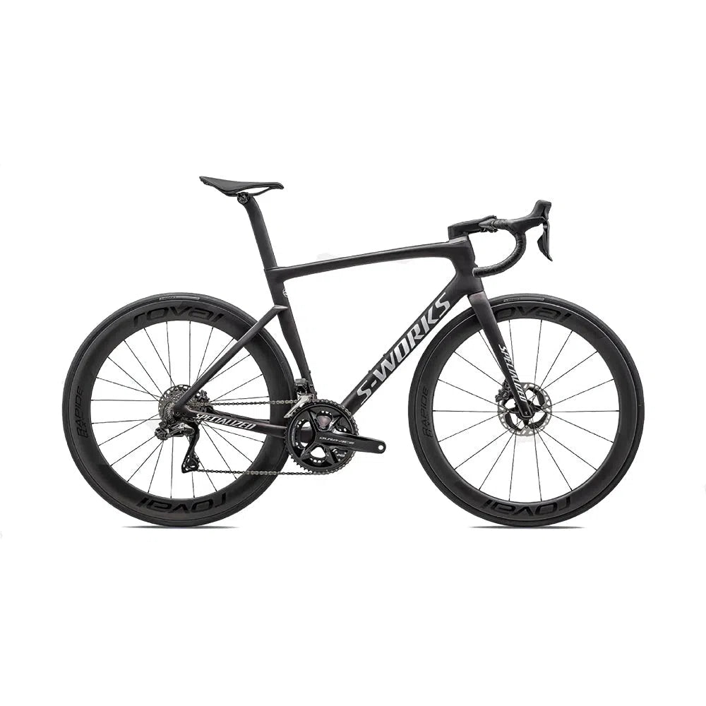 SPECIALIZED SW TARMAC SL7 Disc Complete Bike Road Shimano Dura Ace Di2 - Satin Red Onyx Granite Over Black / Metallic White Silver-Complete Road Bikes-