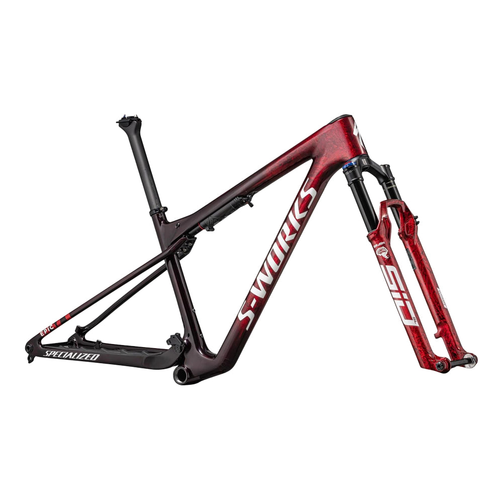 SPECIALIZED Sworks Epic World Cup MTB Frameset - Gloss Red Tint / Flake Silver Granite / Metallic White Silver-MTB Framesets-