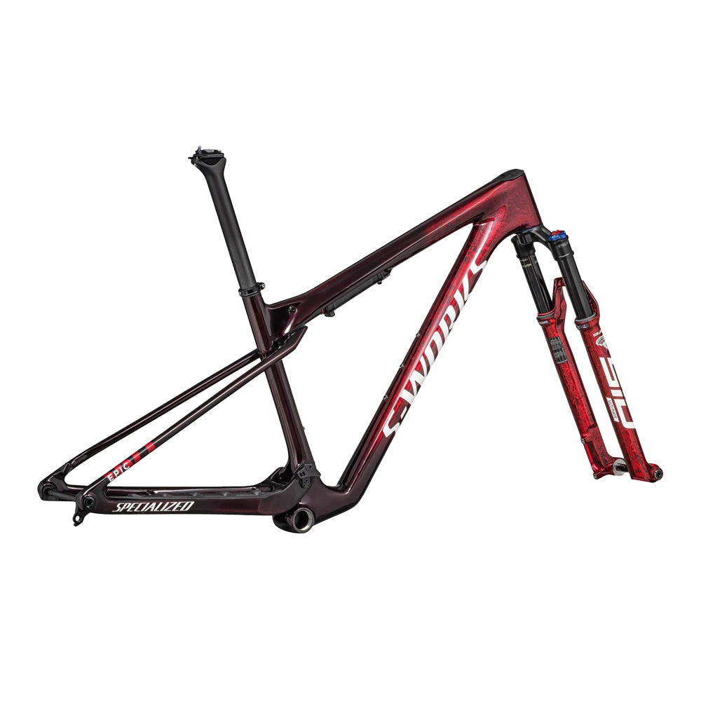 SPECIALIZED Sworks Epic World Cup MTB Frameset - Gloss Red Tint / Flake Silver Granite / Metallic White Silver-MTB Framesets-