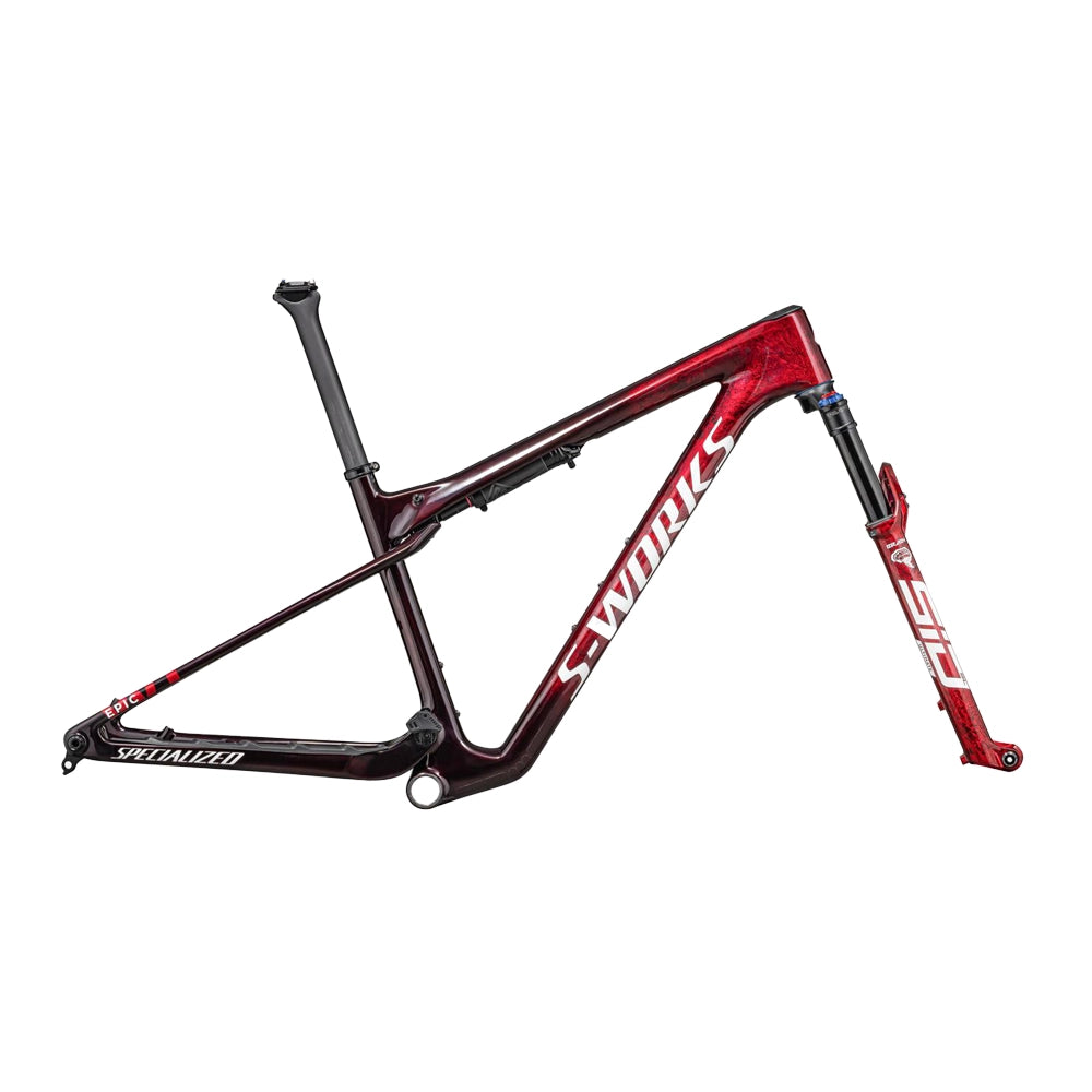 SPECIALIZED Sworks Epic World Cup MTB Frameset - Gloss Red Tint / Flake Silver Granite / Metallic White Silver-MTB Framesets-