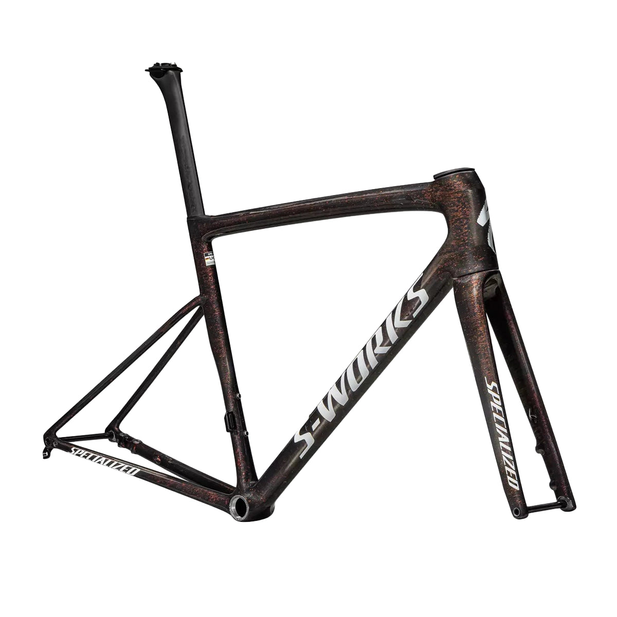 SPECIALIZED SWORKS Tarmac SL8 2025 Road Frameset - Gloss Carbon/Red To Gold Blurred Speckle/Metallic White Silver