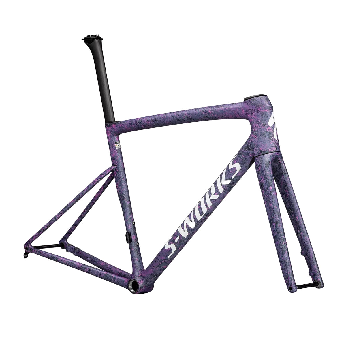 SPECIALIZED SWORKS Tarmac SL8 2025 Road Frameset - Satin Carbon/Rebel Pink + Deep Lake Metallic Blurred Impasto/Gloss White