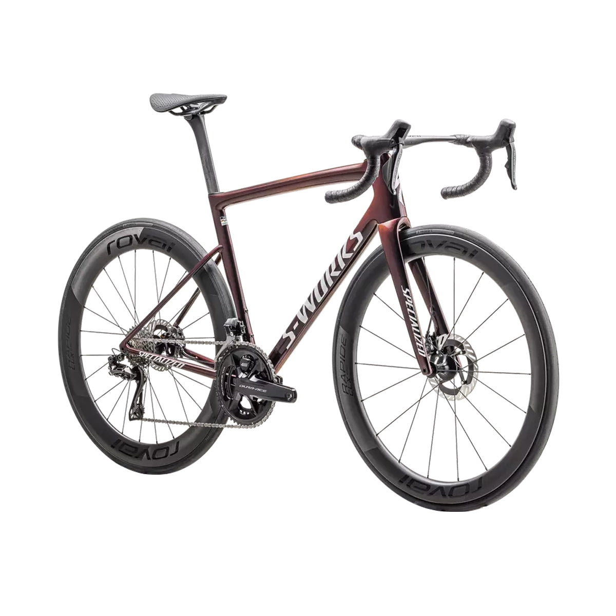 SPECIALIZED SWORKS Tarmac SL8 2025 Shimano Dura Ace Road Bike - Gloss Solidity/Red to Black Pearl/Metallic White Silver