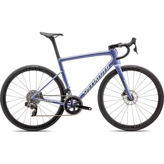 SPECIALIZED Tarmac SL8 Expert 2023 Sram Rival AXS Complete Road Bike - SATIN POWDER INDIGO TINT OVER SILVER DUST / WHITE-Complete Road Bikes-