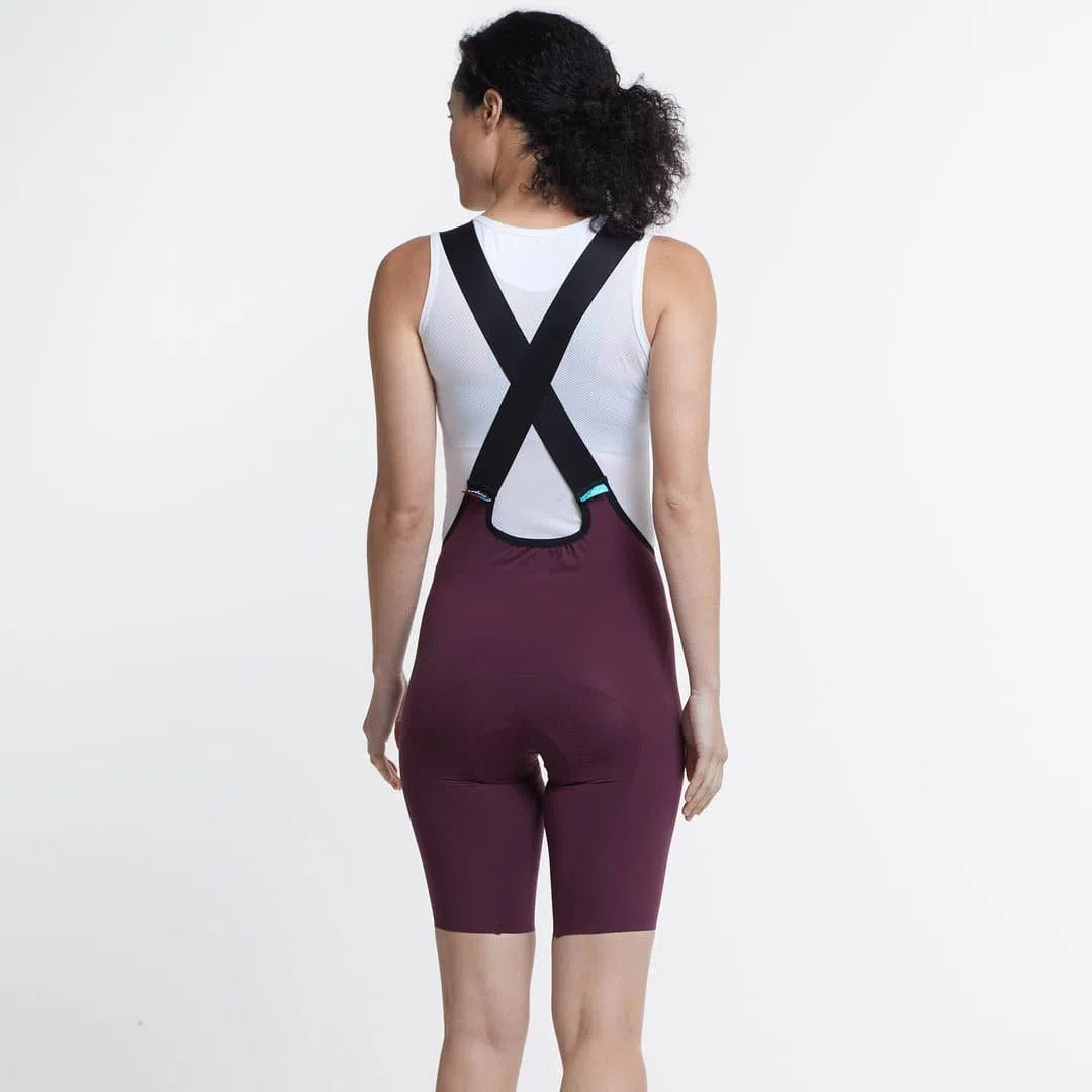 VELOCIO Luxe Women Bib Shorts - Black Cherry-Women Bib Shorts-