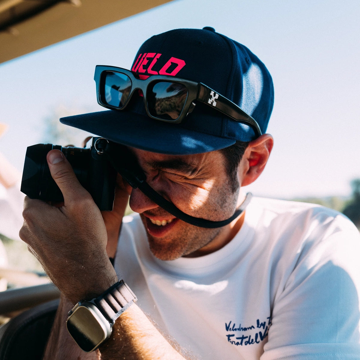 VELODROM RaceDay Cap - Navy/Fluor Pink Logo