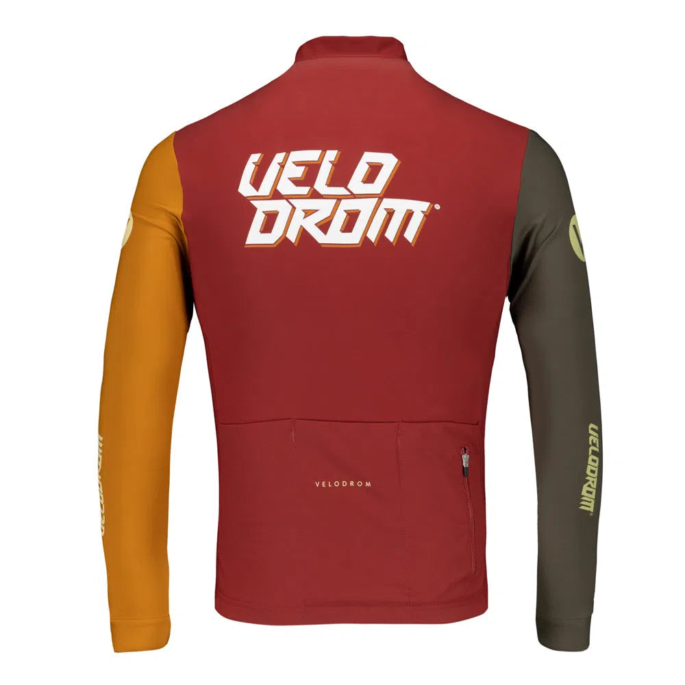 VELODROM RaceDay Thermal Long Sleeve Jersey AW23 - Burgundy Dual Sleeves-Long Sleeve Jerseys-