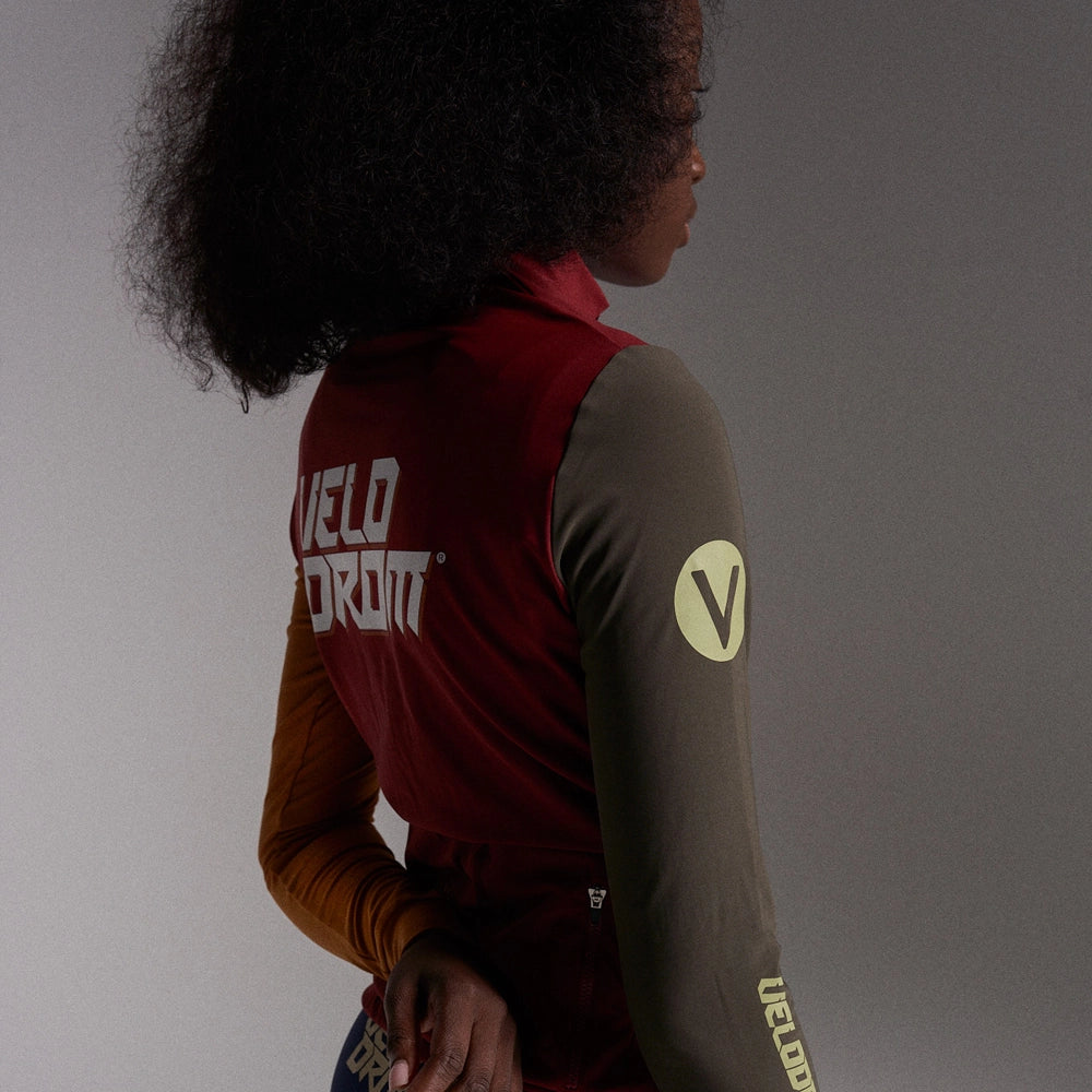 VELODROM RaceDay Thermal Long Sleeve Jersey AW23 - Burgundy Dual Sleeves-Long Sleeve Jerseys-