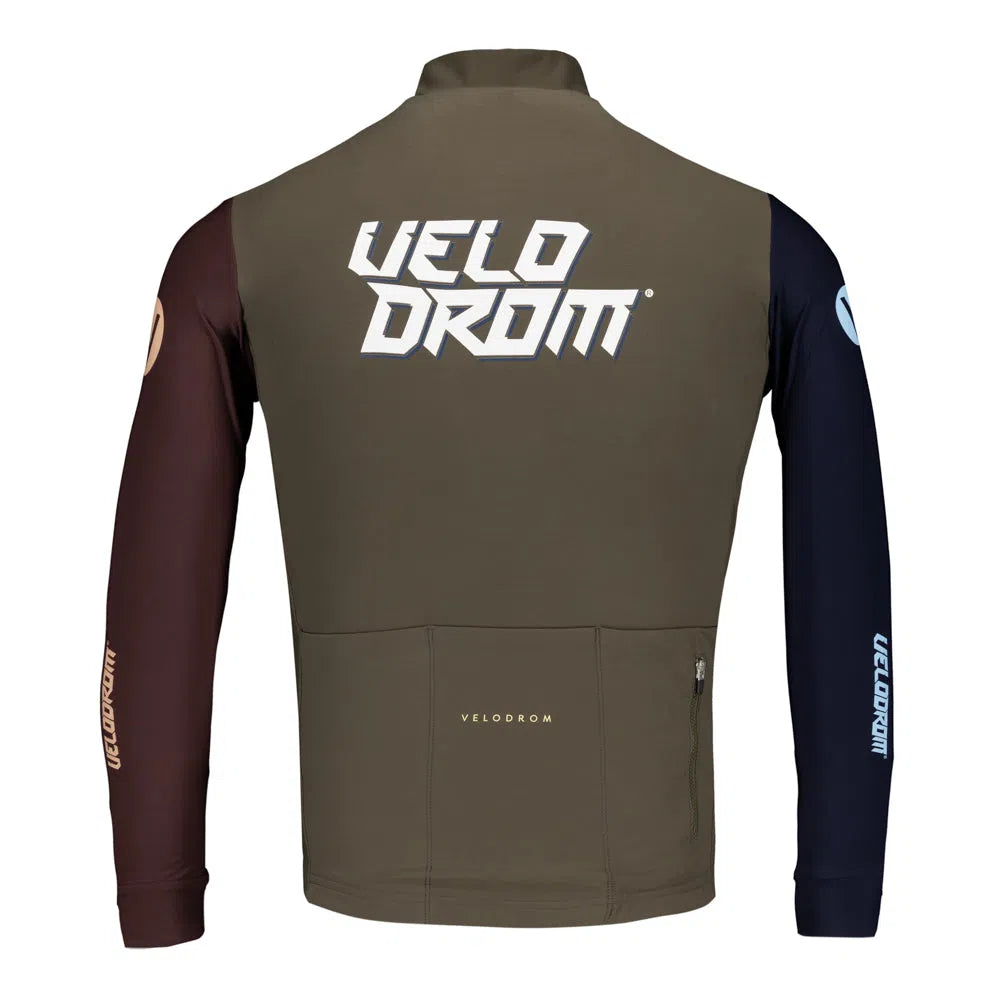 VELODROM RaceDay Thermal Long Sleeve Jersey AW23 - Olive Green Dual Sleeves-Long Sleeve Jerseys-