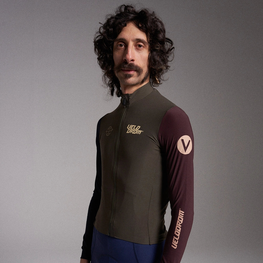 VELODROM RaceDay Thermal Long Sleeve Jersey AW23 - Olive Green Dual Sleeves-Long Sleeve Jerseys-