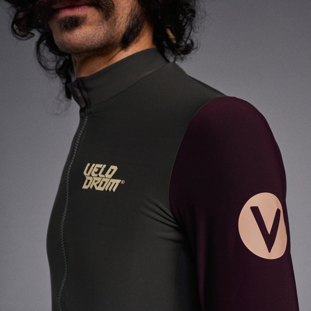 VELODROM RaceDay Thermal Long Sleeve Jersey AW23 - Olive Green Dual Sleeves-Long Sleeve Jerseys-