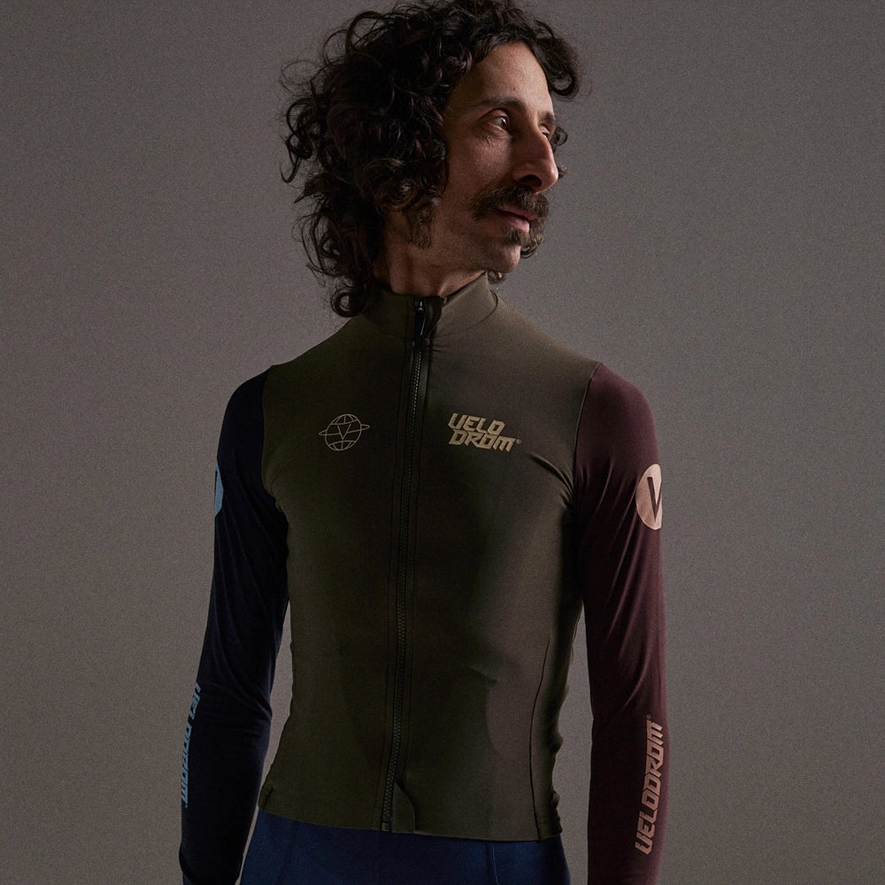 VELODROM RaceDay Thermal Long Sleeve Jersey AW23 - Olive Green Dual Sleeves-Long Sleeve Jerseys-